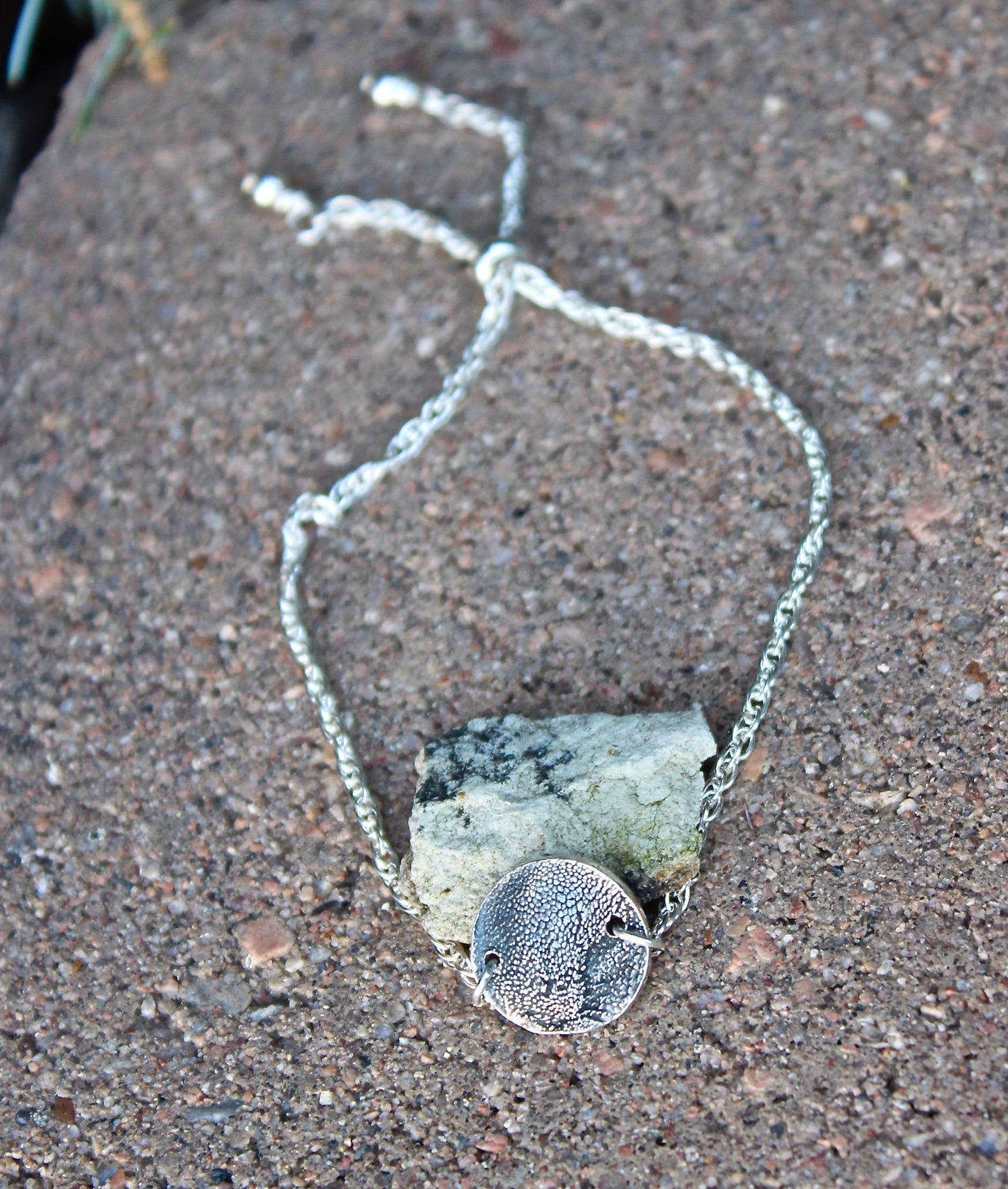 Actual Portion of Dog's Paw Print in Sterling Silver, Adjustable length bracelet
