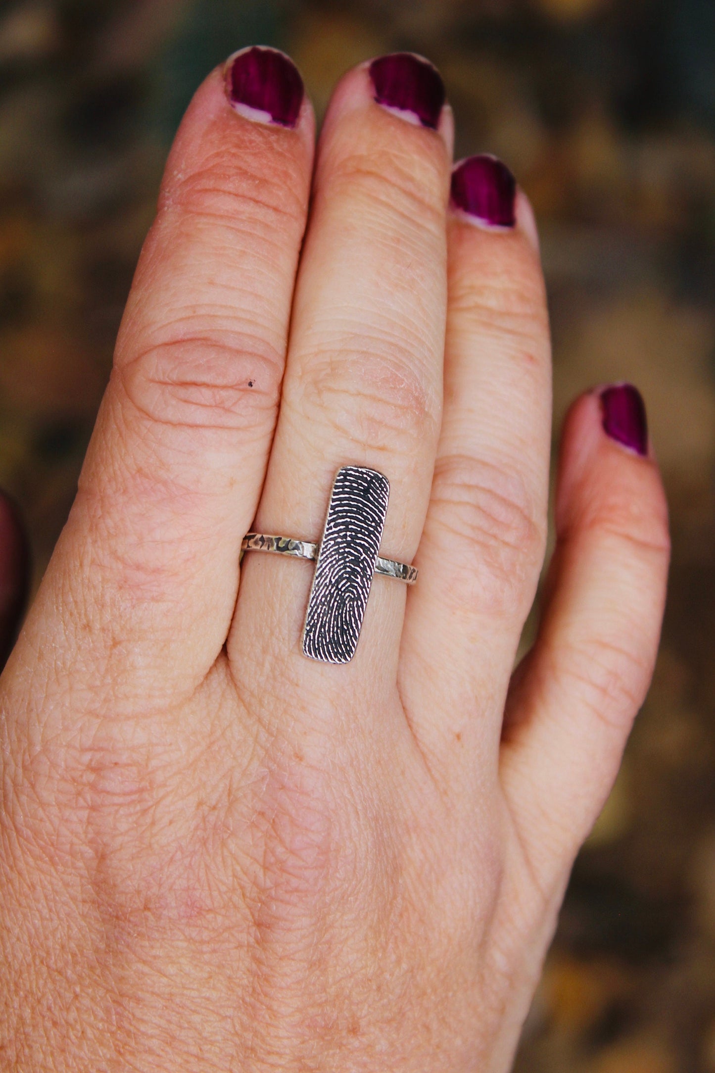 Rectangle Fingerprint Ring