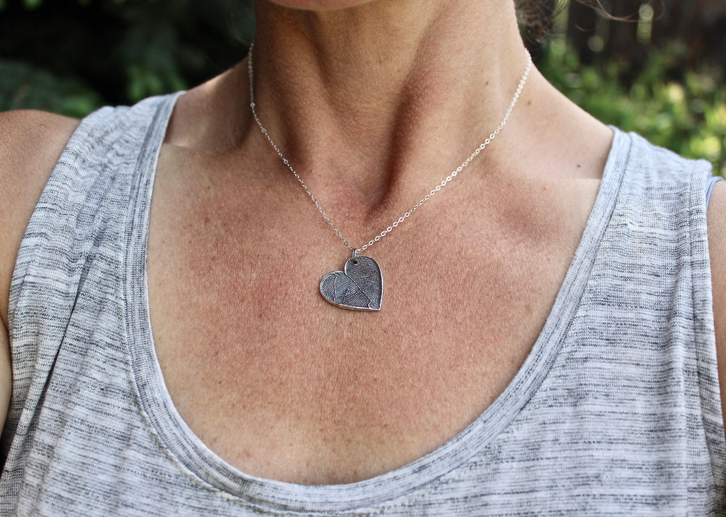 Two Fingerprints form a Heart Sterling Silver Necklace