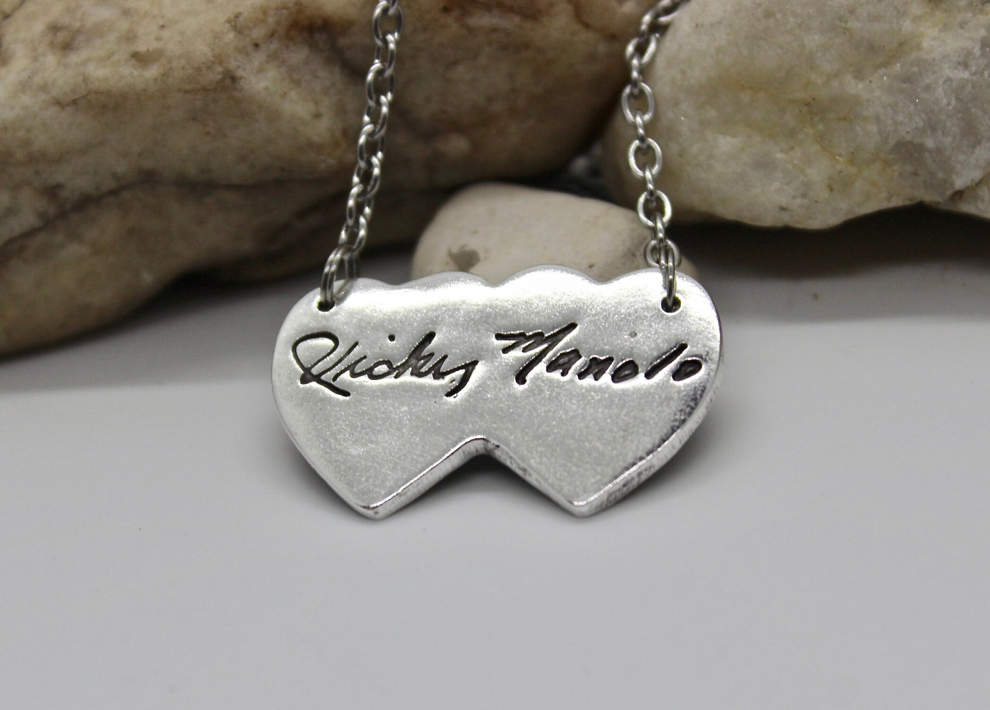 Two Overlapping Heart Fingerprints Necklace