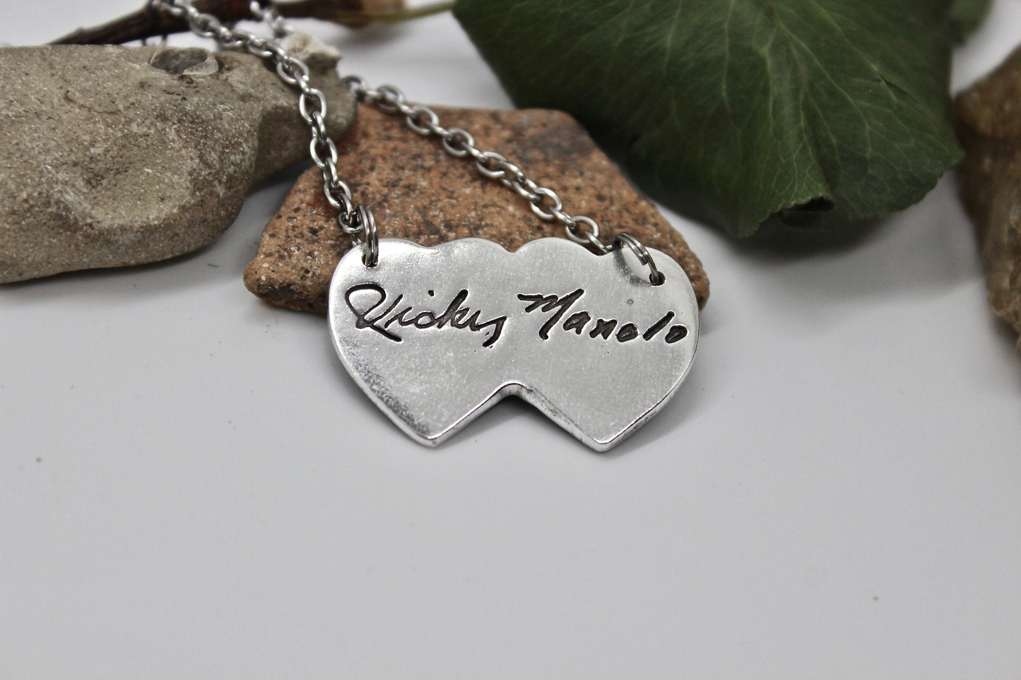 Two Overlapping Heart Fingerprints Necklace