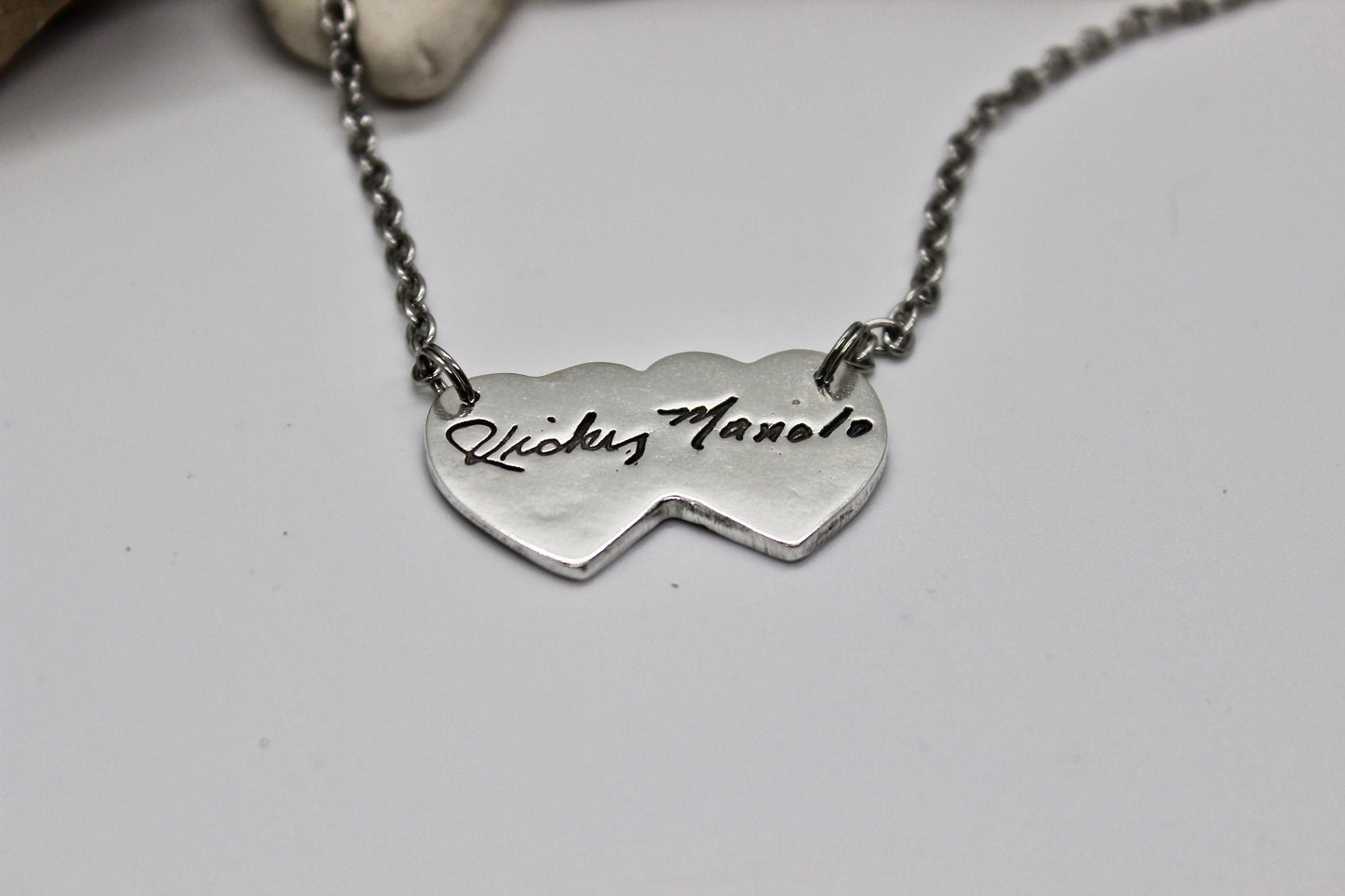 Two Overlapping Heart Fingerprints Necklace