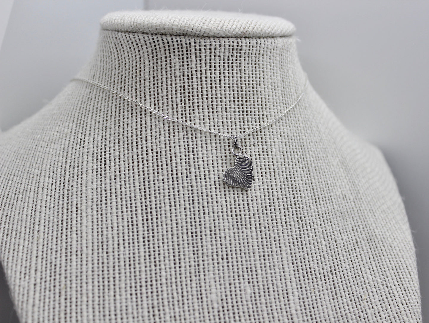 Small Slanted Heart Fingerprint Necklace