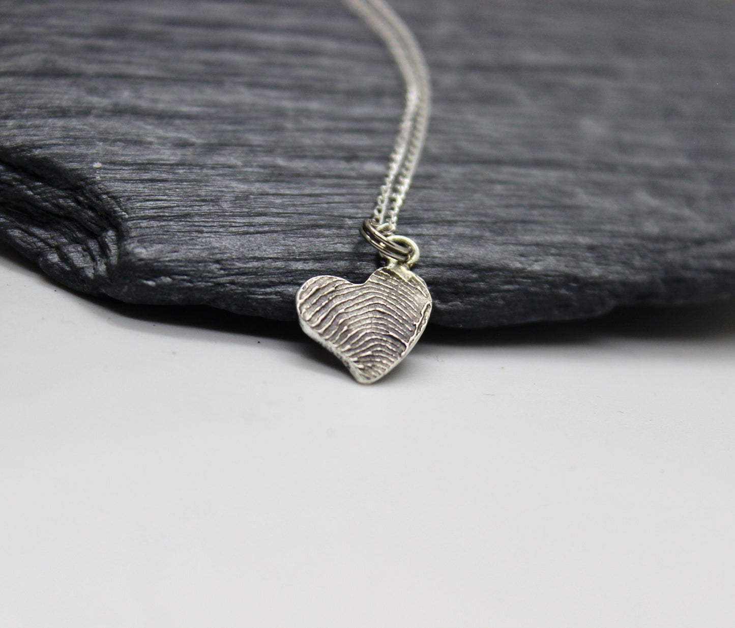 Small Slanted Heart Fingerprint Necklace