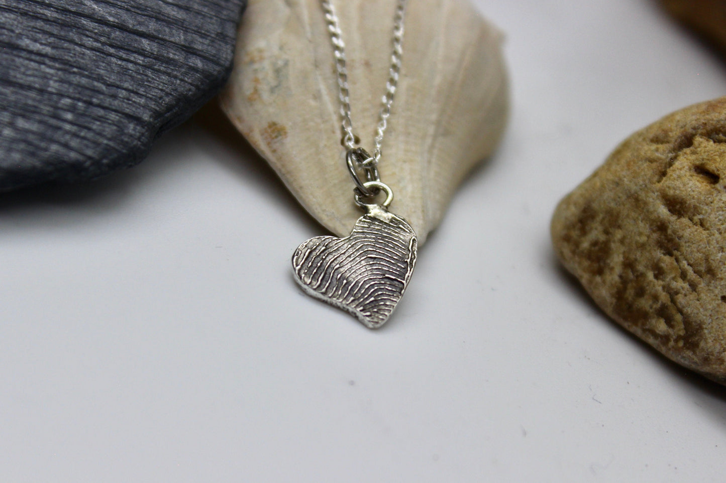 Small Slanted Heart Fingerprint Necklace