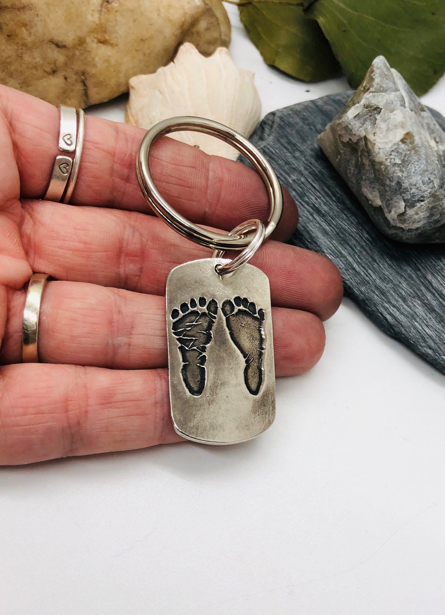 Real Footprint Keychain