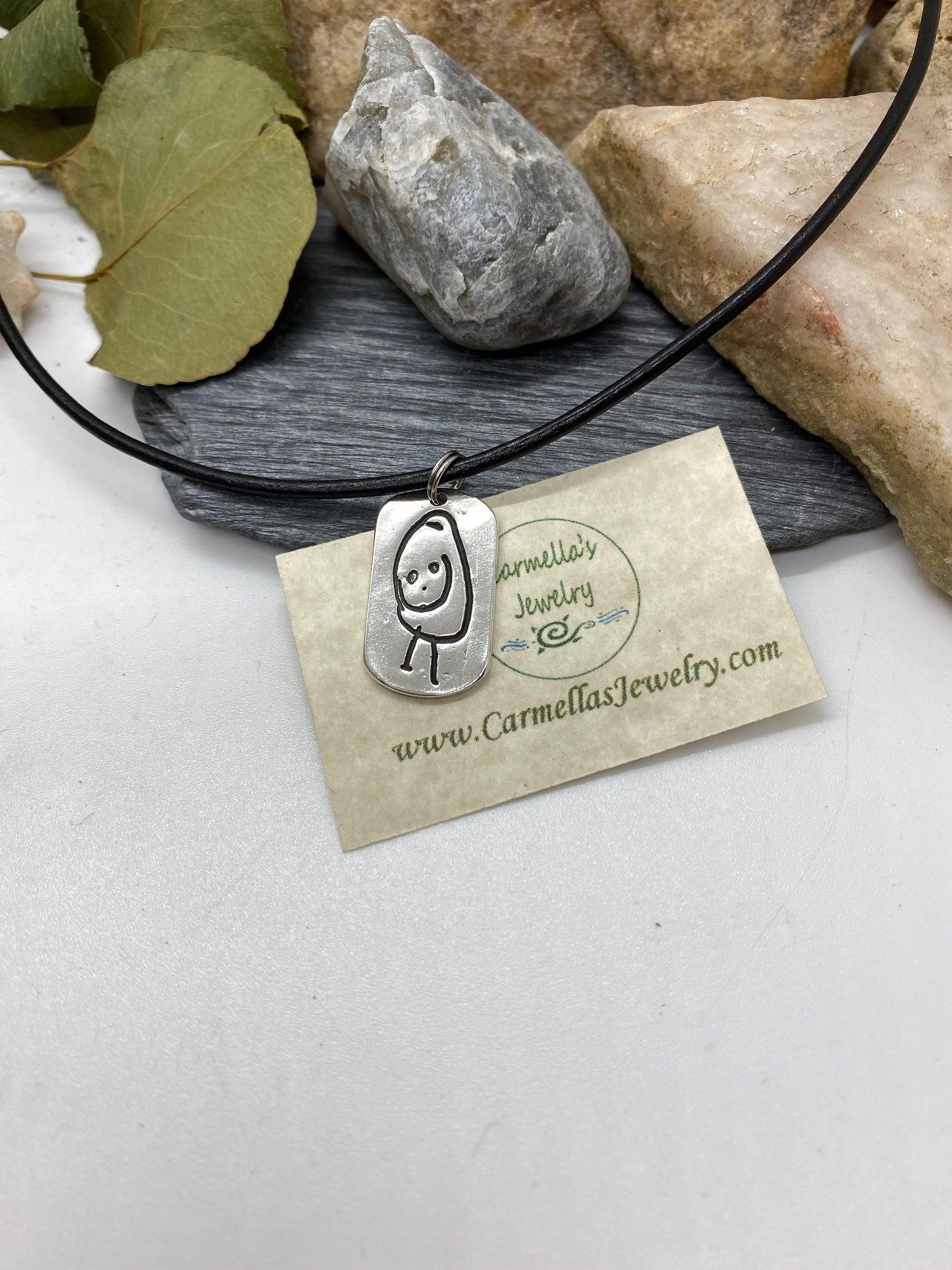 Artwork Charm Necklace, Your Child's Drawing