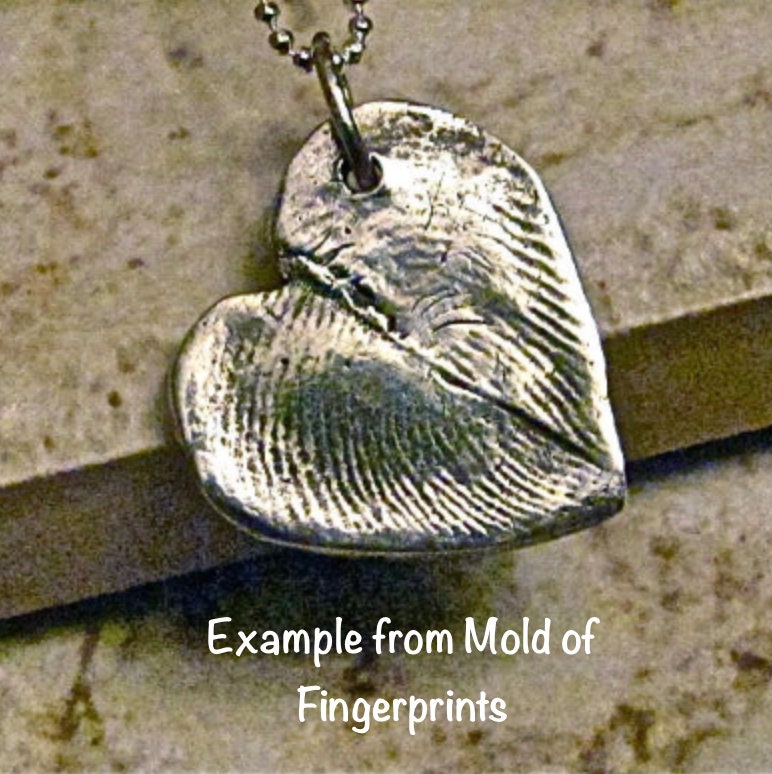 Two Fingerprints form a Heart Sterling Silver Necklace