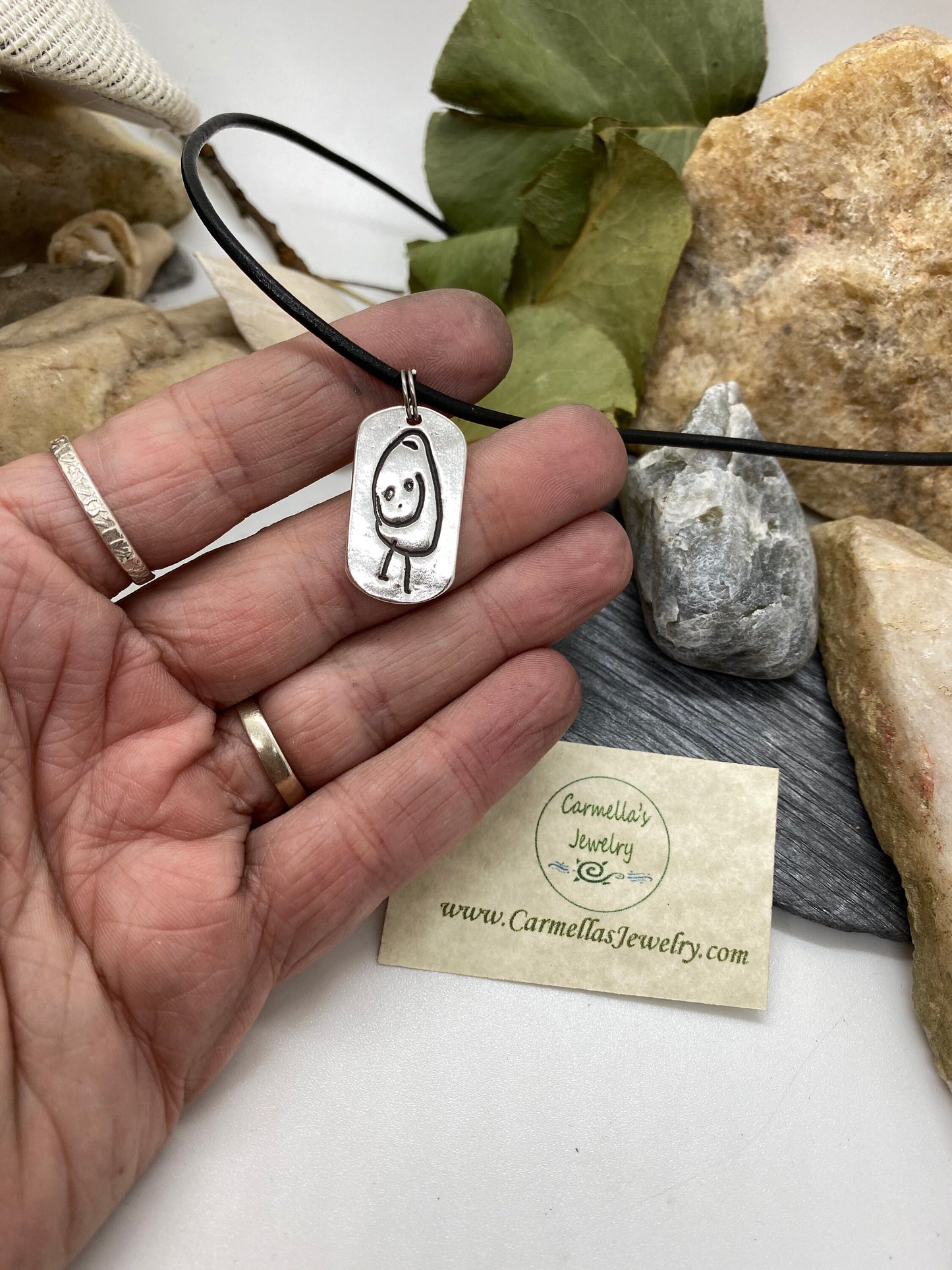 Artwork Charm Necklace, Your Child's Drawing