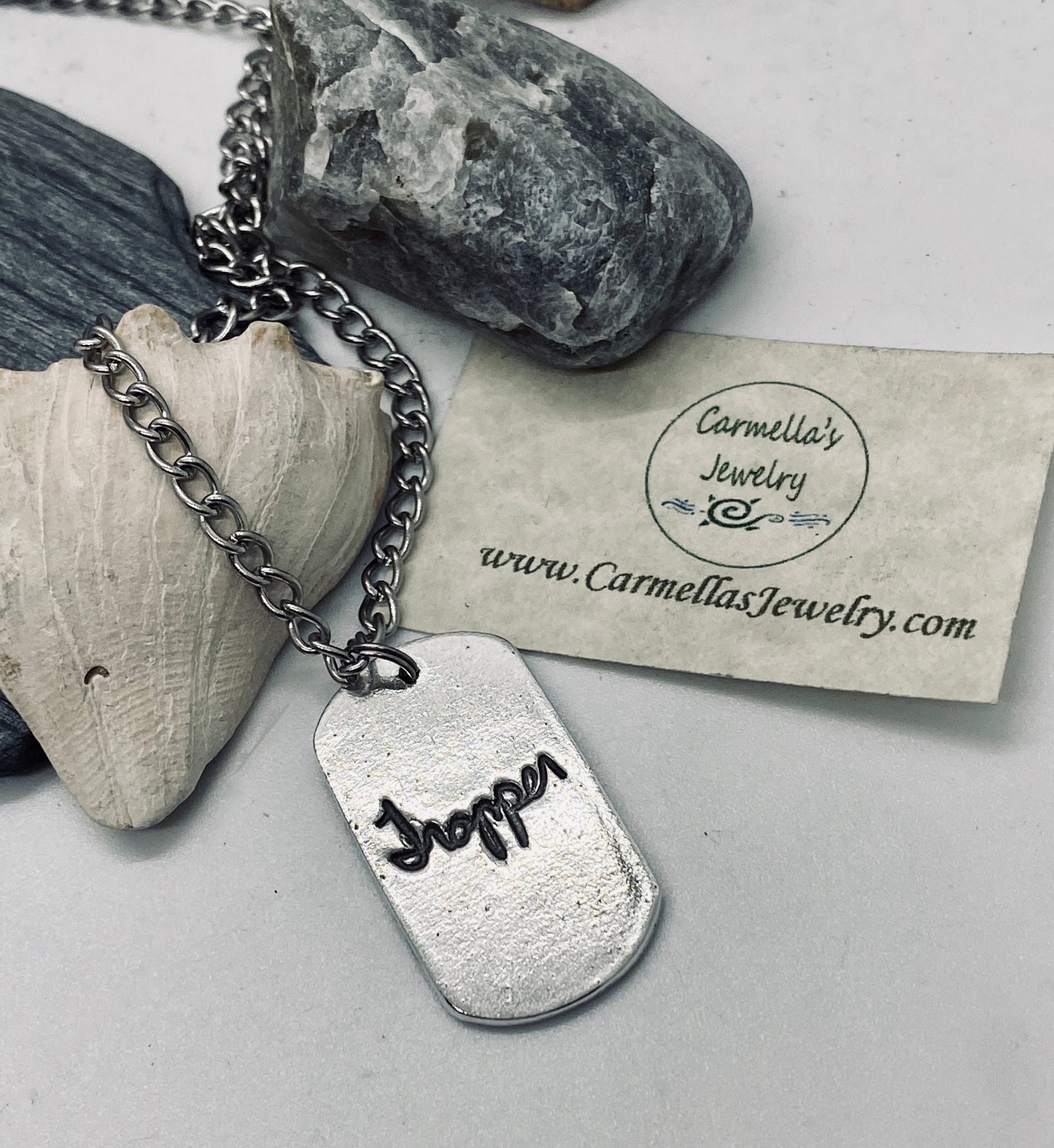 Fingerprint Dog Tag Charm in Solid Sterling Silver