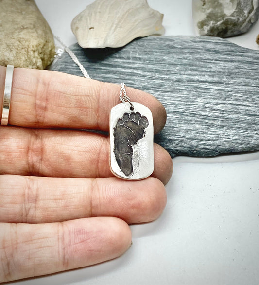 Footprint Charm in Sterling Silver