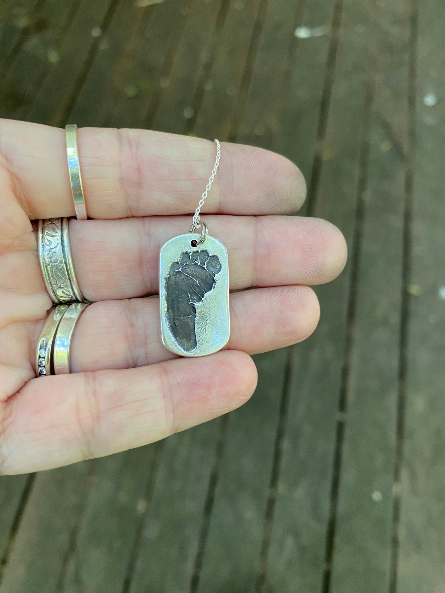 Footprint Charm in Sterling Silver