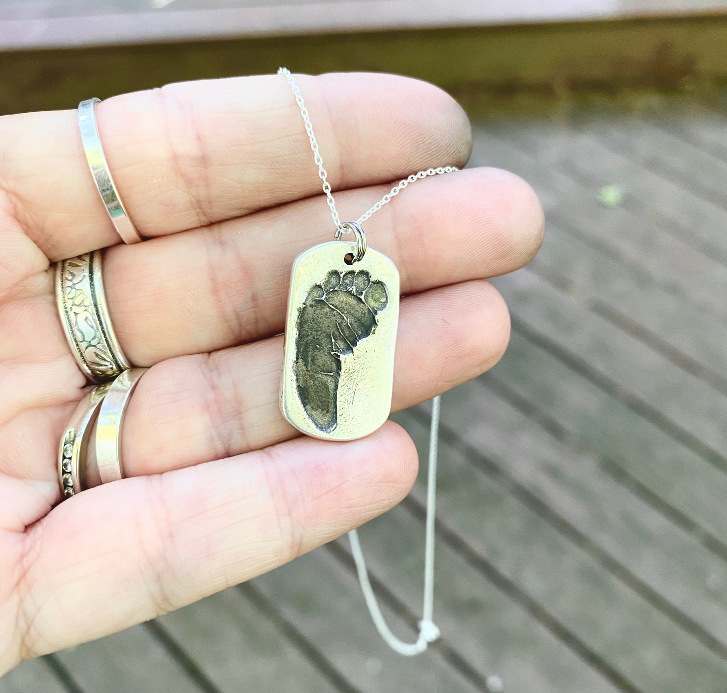 Footprint Charm in Sterling Silver
