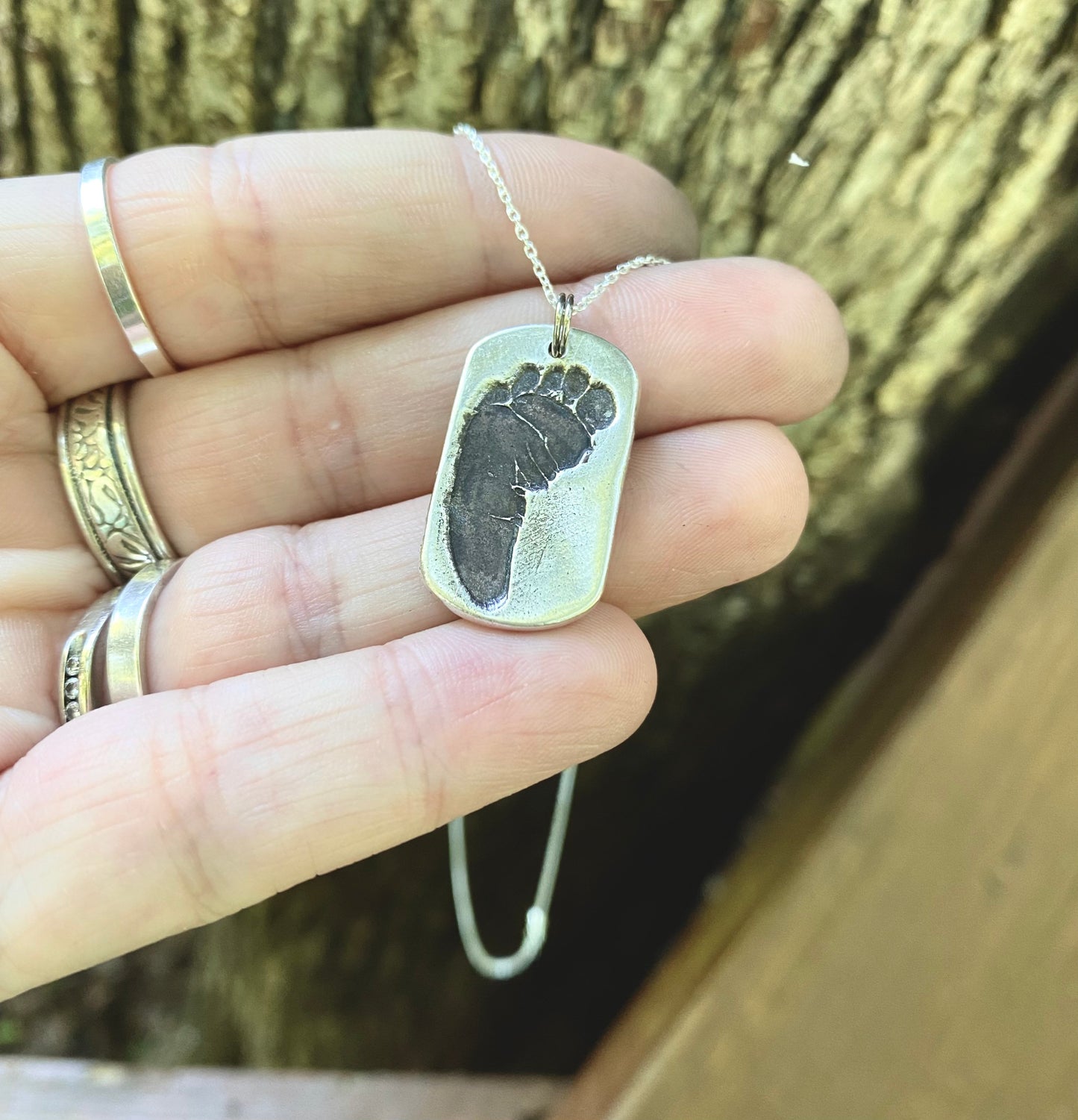 Footprint Charm in Sterling Silver