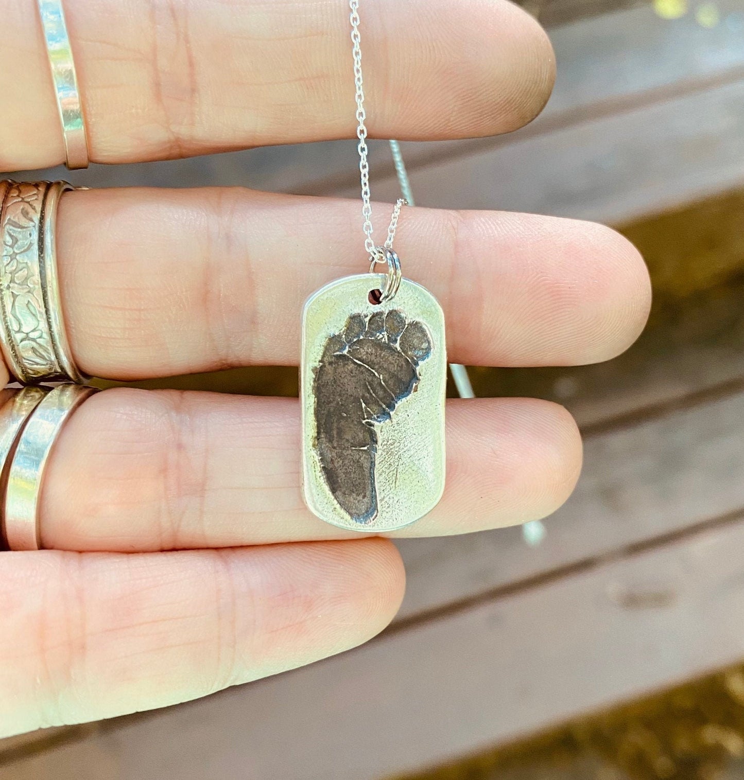 Footprint Charm in Sterling Silver