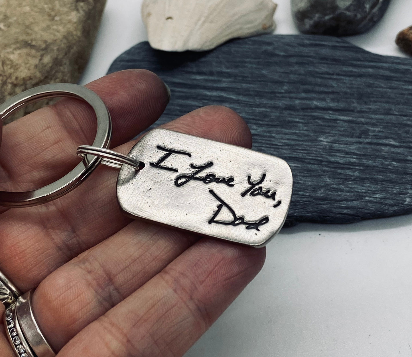 Fingerprint Keychain Dog Tag Shape