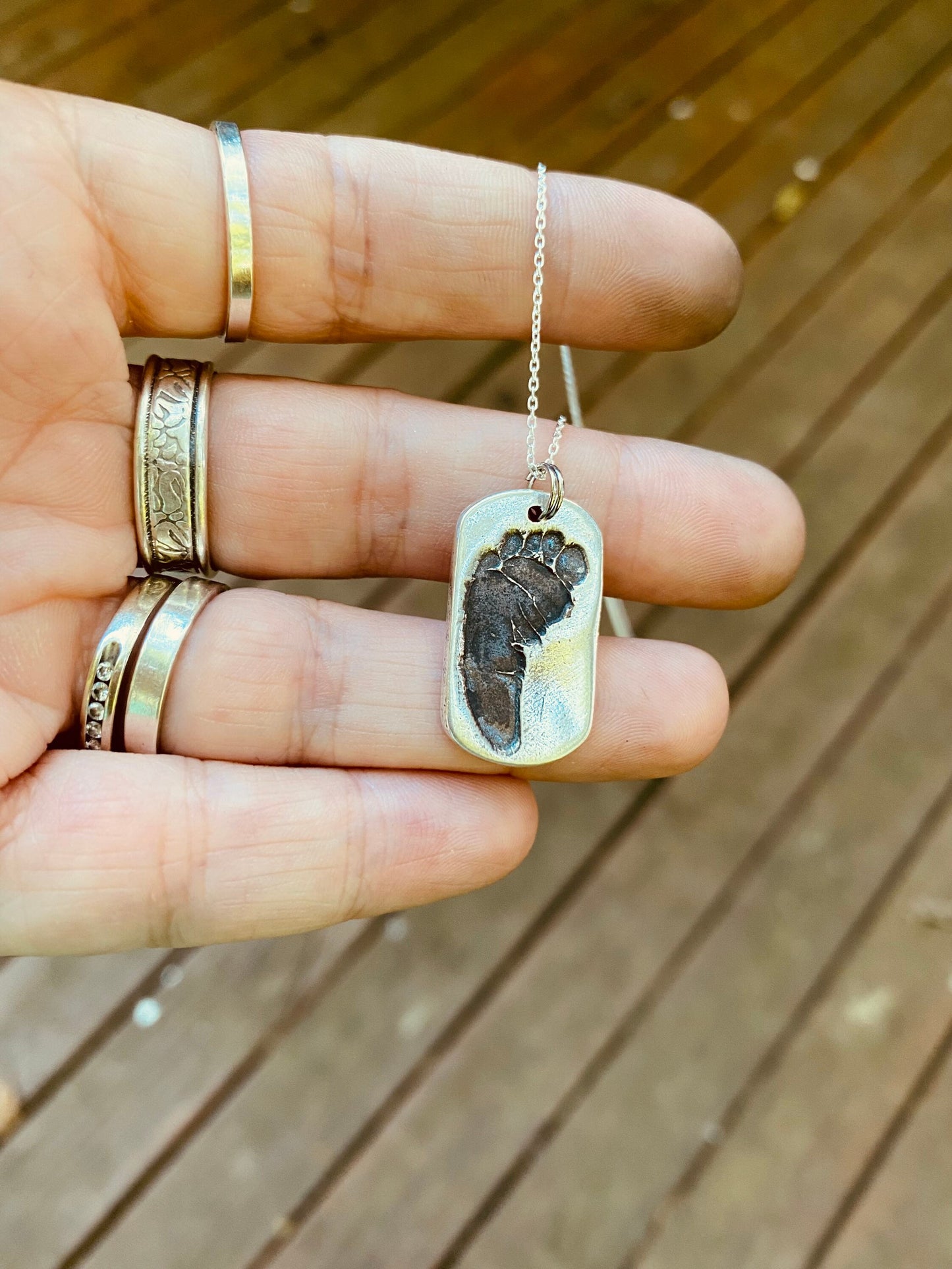 Footprint Charm in Sterling Silver
