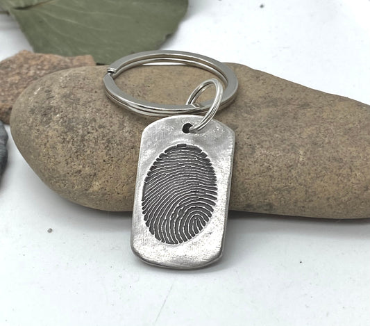 Fingerprint Keychain Dog Tag Shape