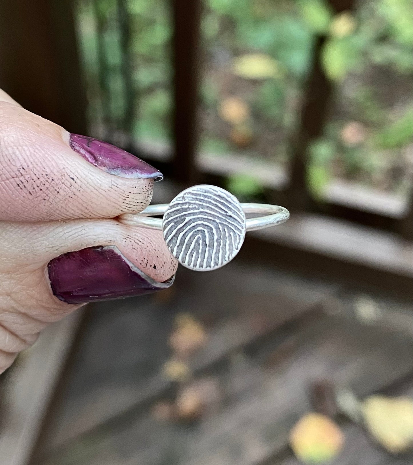 Small Fingerprint Ring in Solid Sterling Silver