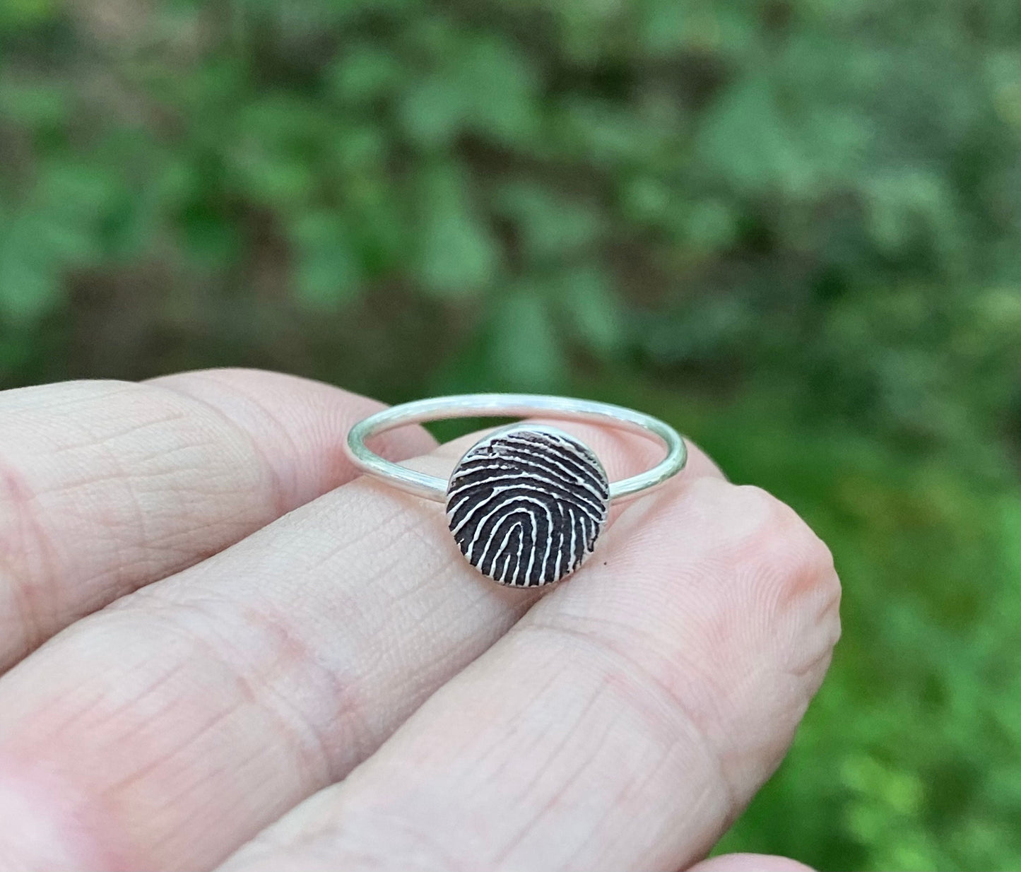 Small Fingerprint Ring in Solid Sterling Silver