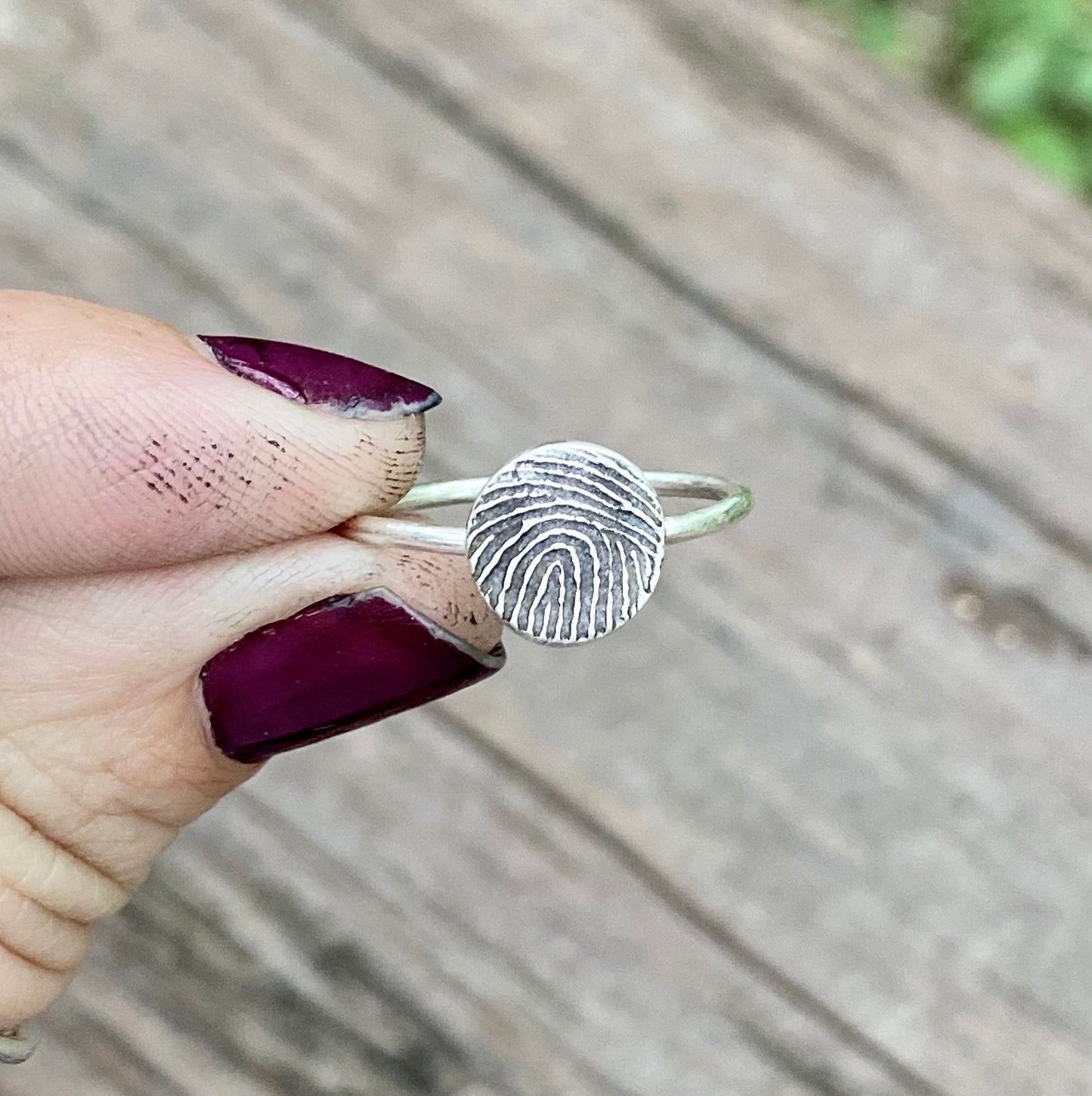 Small Fingerprint Ring in Solid Sterling Silver