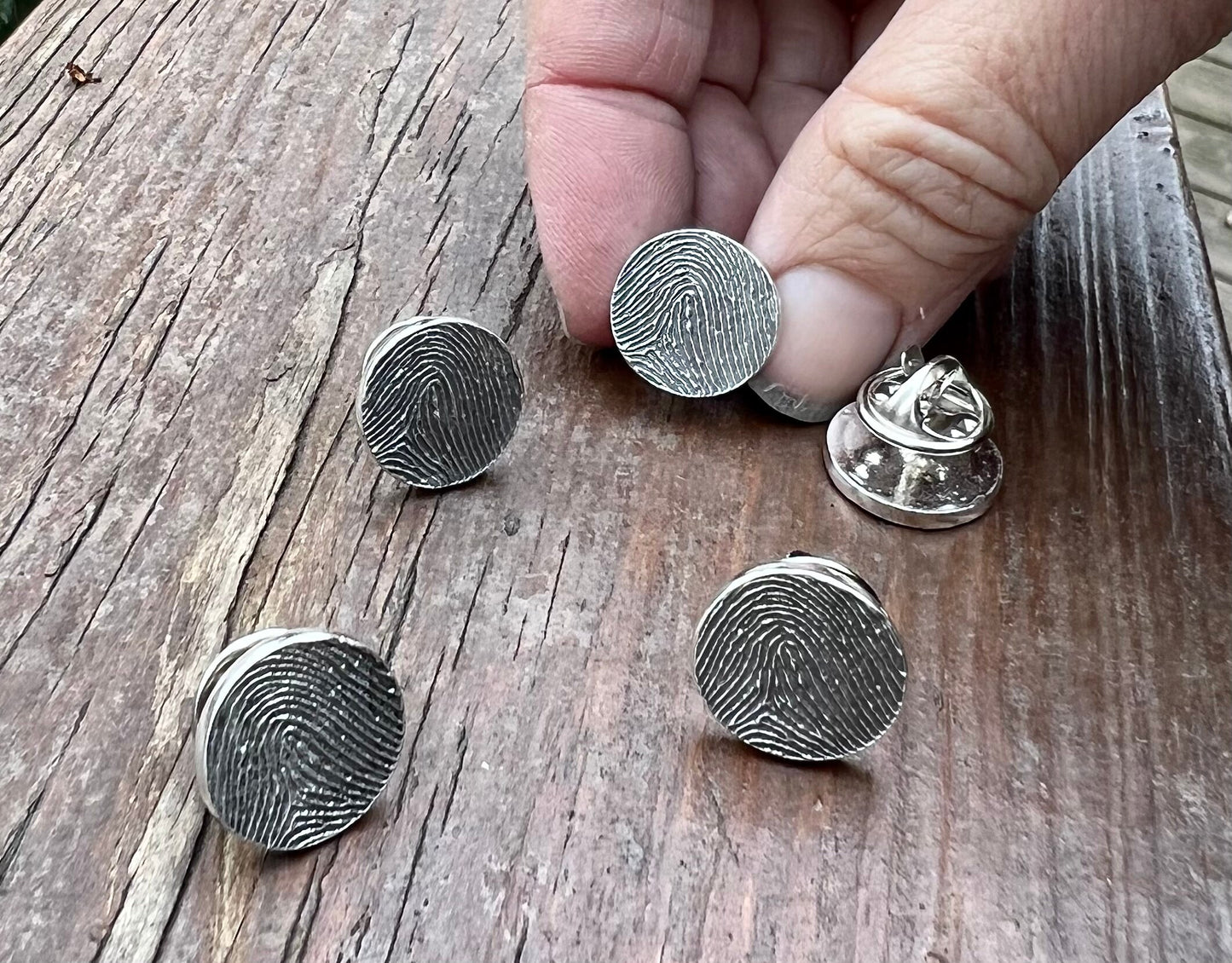 Fingerprint Lapel Pin in Sterling Silver
