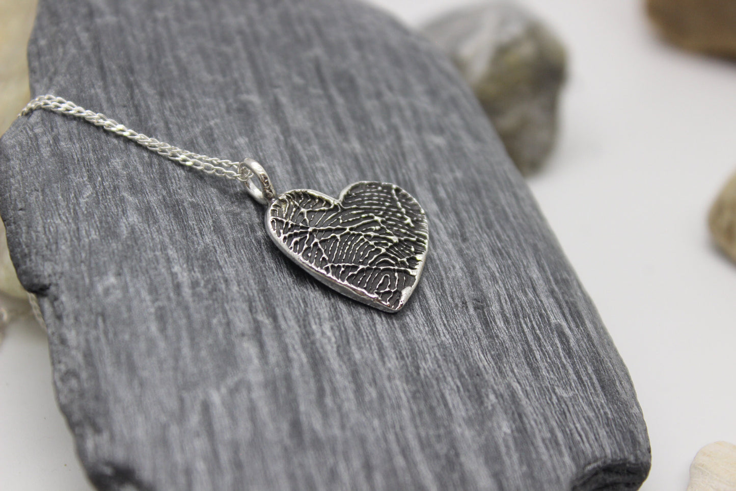 Fingerprint Heart Charm with Bail