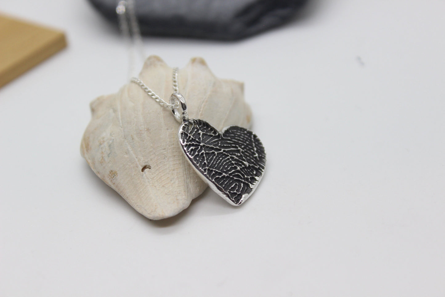 Fingerprint Heart Charm with Bail