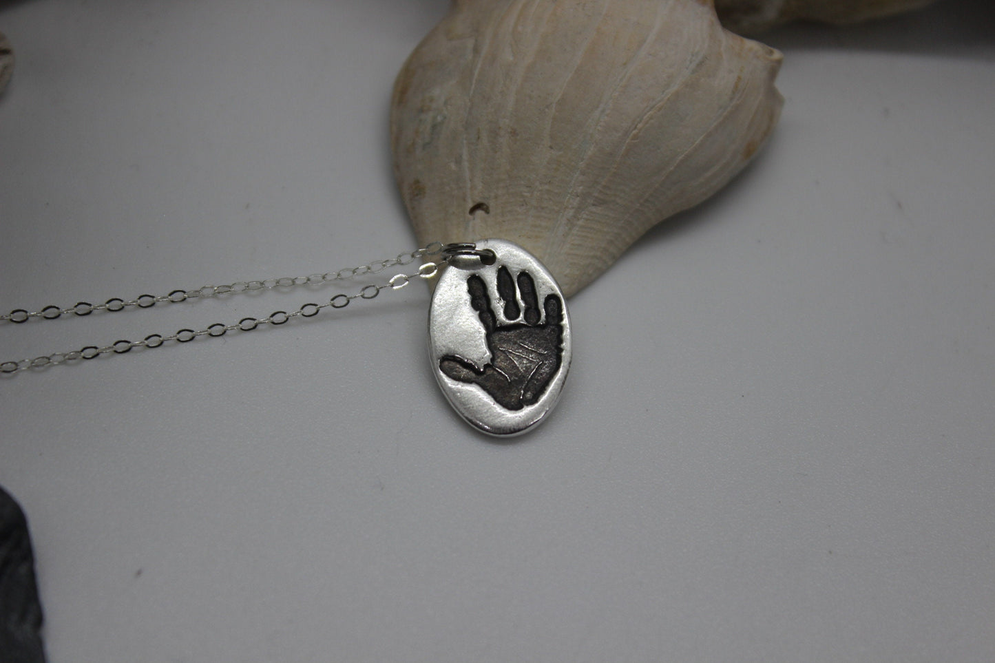 Single Hand Print Charm in Solid Sterling Silver