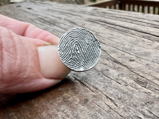 Fingerprint Lapel Pin in Sterling Silver