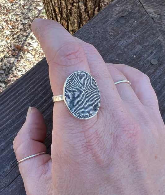 Full Fingerprint Solid Sterling Silver Ring