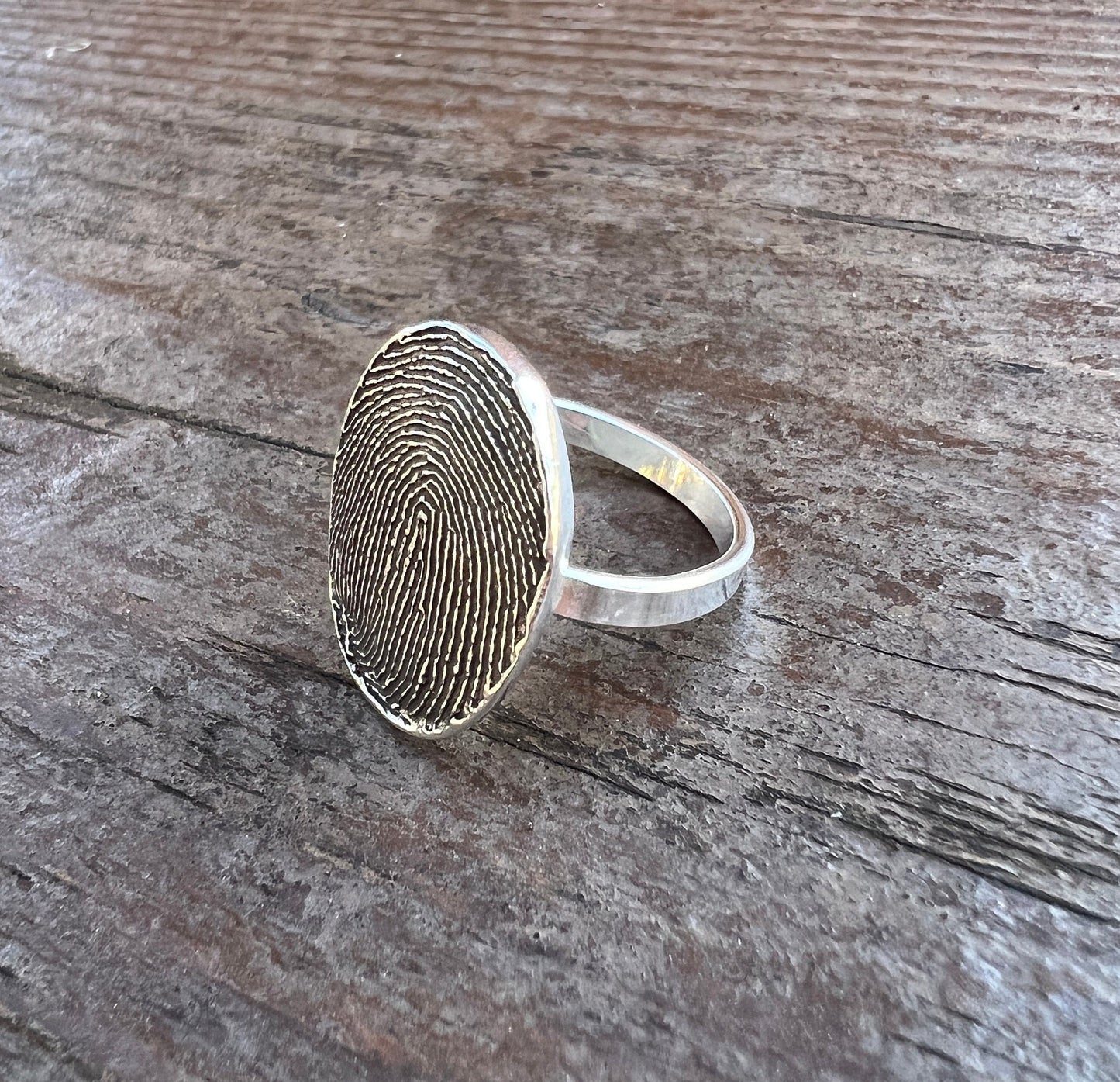 Full Fingerprint Solid Sterling Silver Ring