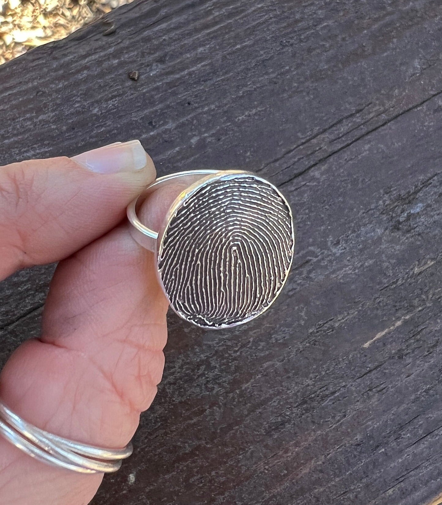 Full Fingerprint Solid Sterling Silver Ring