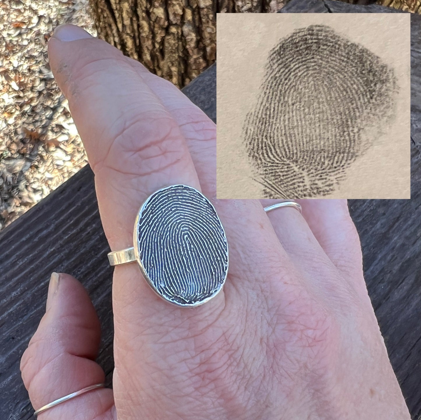 Full Fingerprint Solid Sterling Silver Ring