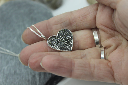Fingerprint Heart Charm with Bail