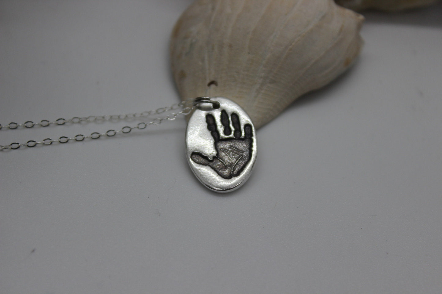 Single Hand Print Charm in Solid Sterling Silver