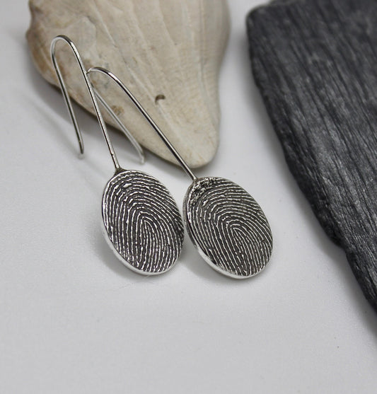 Drop down fingerprint earrings