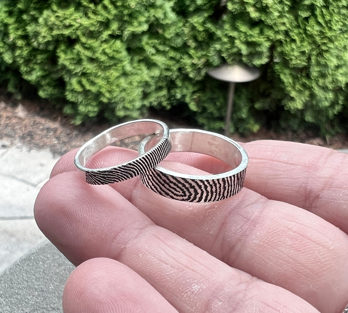 Fingerprint Ring Band in Solid Sterling Silver