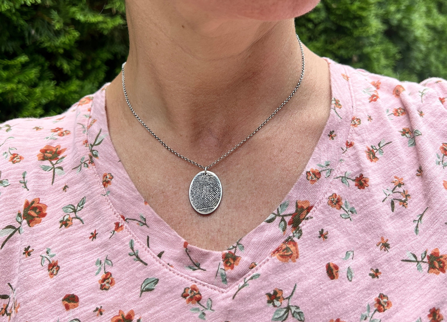 Fingerprint Charm with Handwriting on the Back