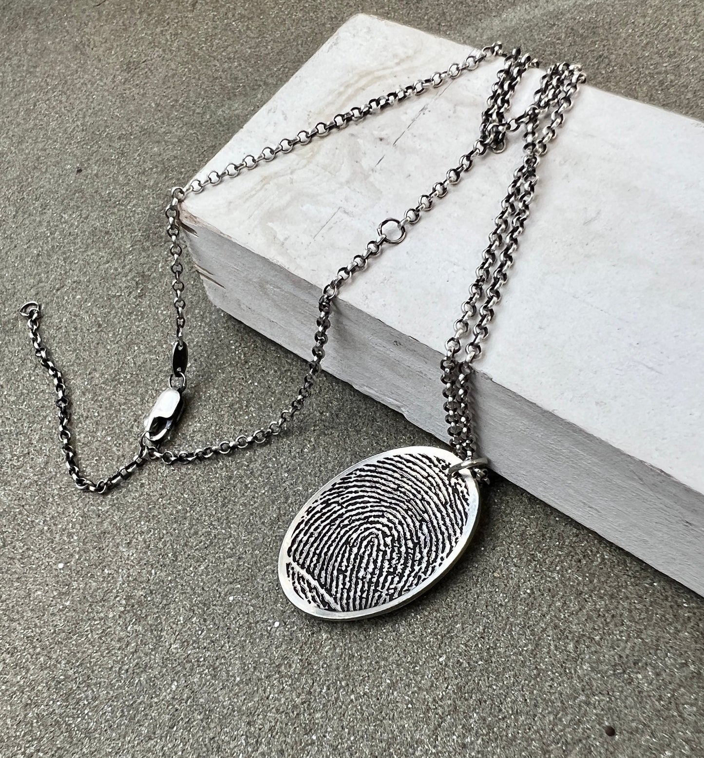 Thumbprint Fingerprint Charm, Oval Shape