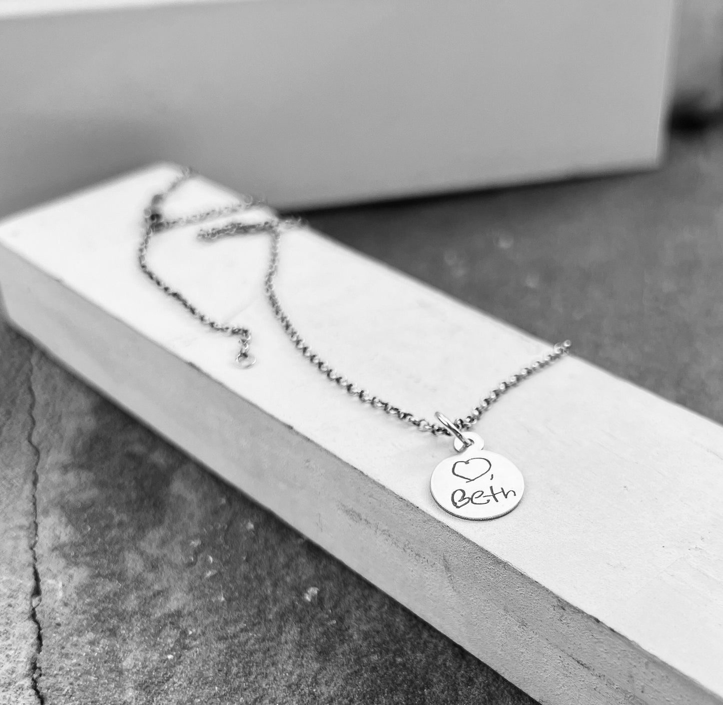 Circle Handwriting Charm in Sterling Silver