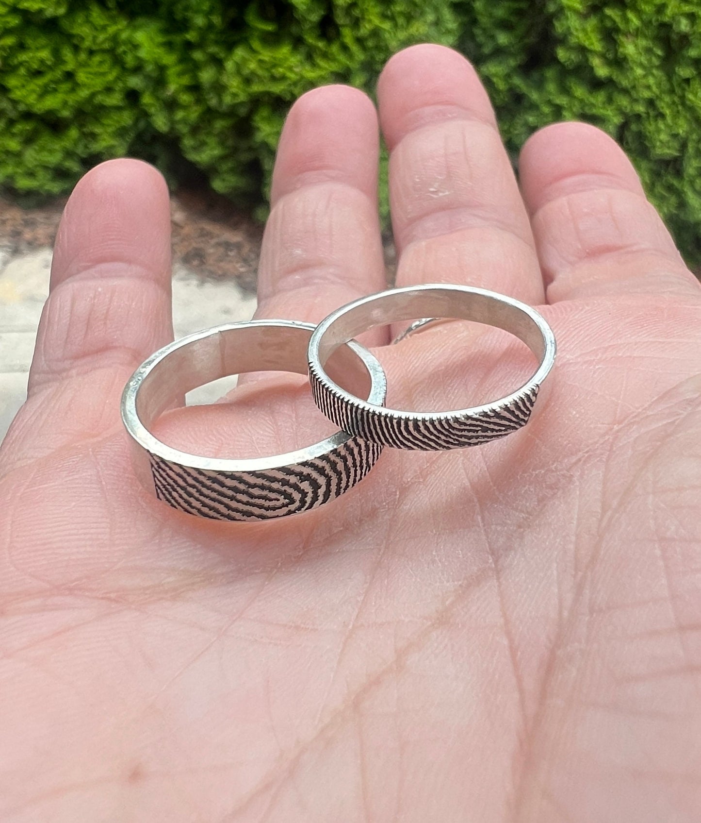 Fingerprint Ring Band in Solid Sterling Silver