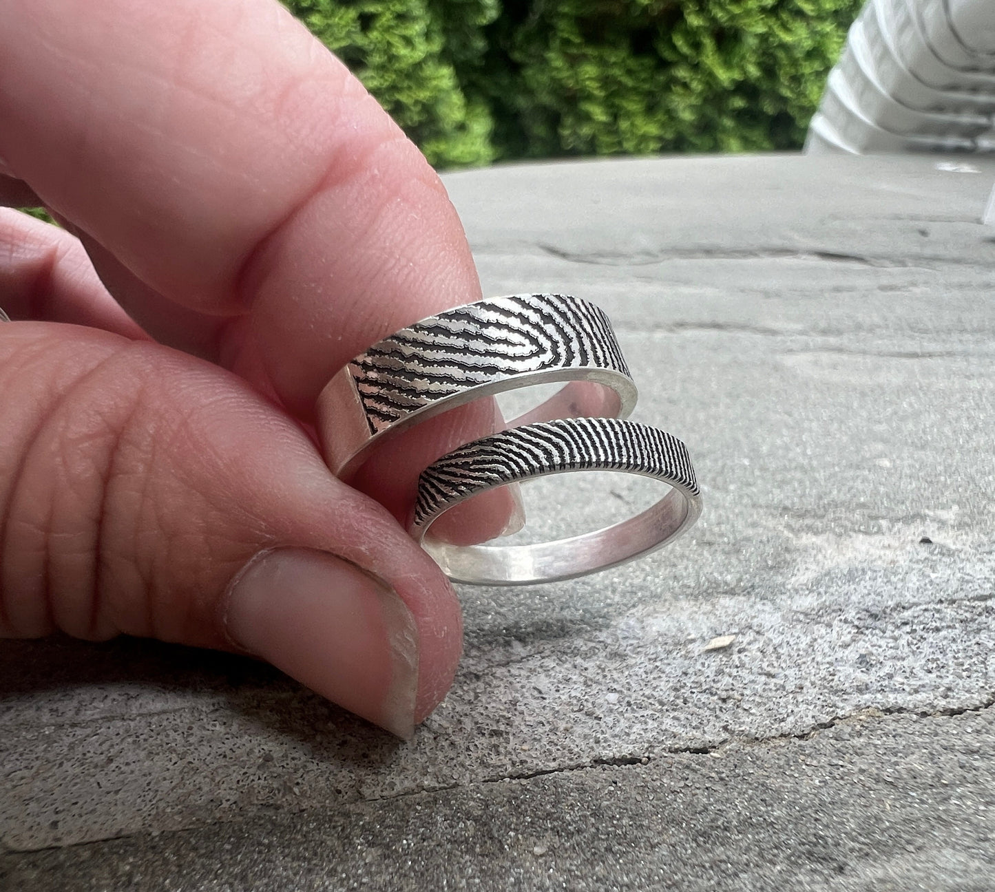 Fingerprint Ring Band in Solid Sterling Silver