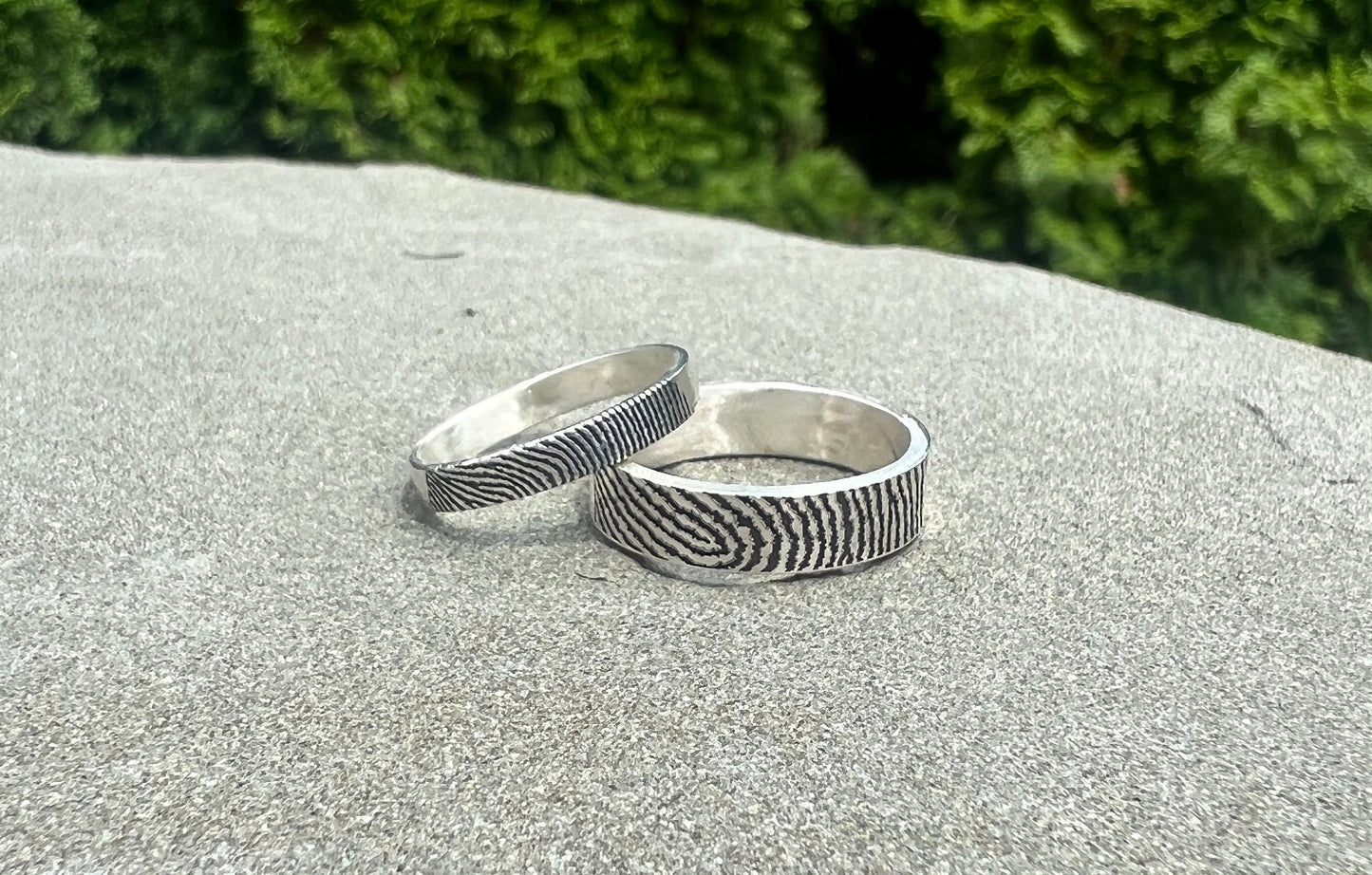 Fingerprint Ring Band in Solid Sterling Silver