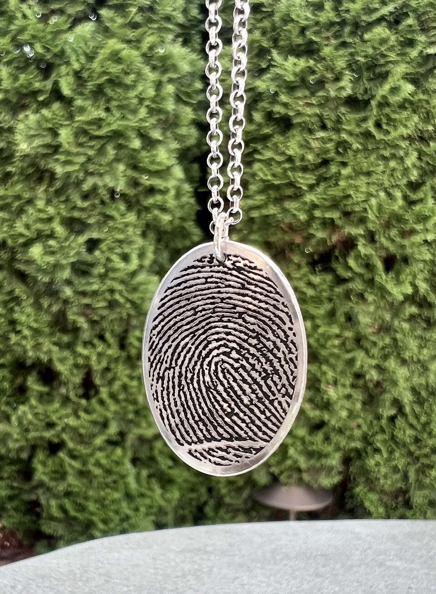 Fingerprint Charm with Handwriting on the Back