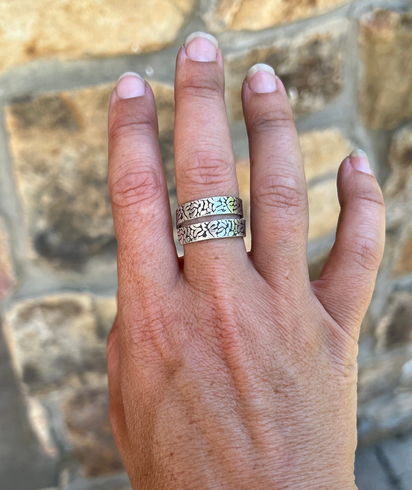 Textured Handwriting Ring in Sterling Silver