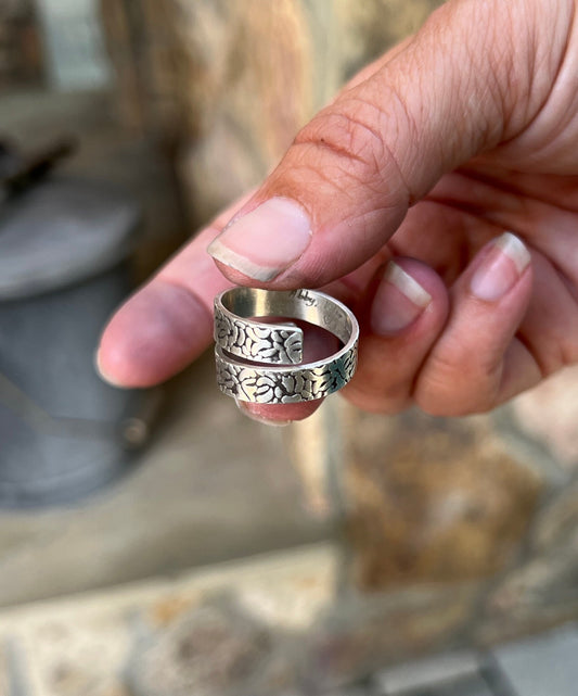 Textured Handwriting Ring in Sterling Silver