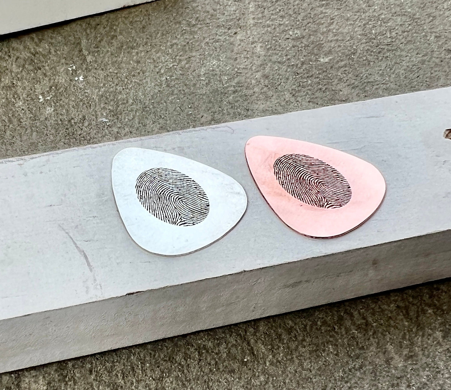 Fingerprint Guitar Pick in Silver and Copper