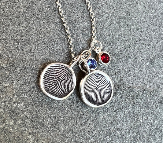 Fingerprint Charm, Engraved in Solid Silver
