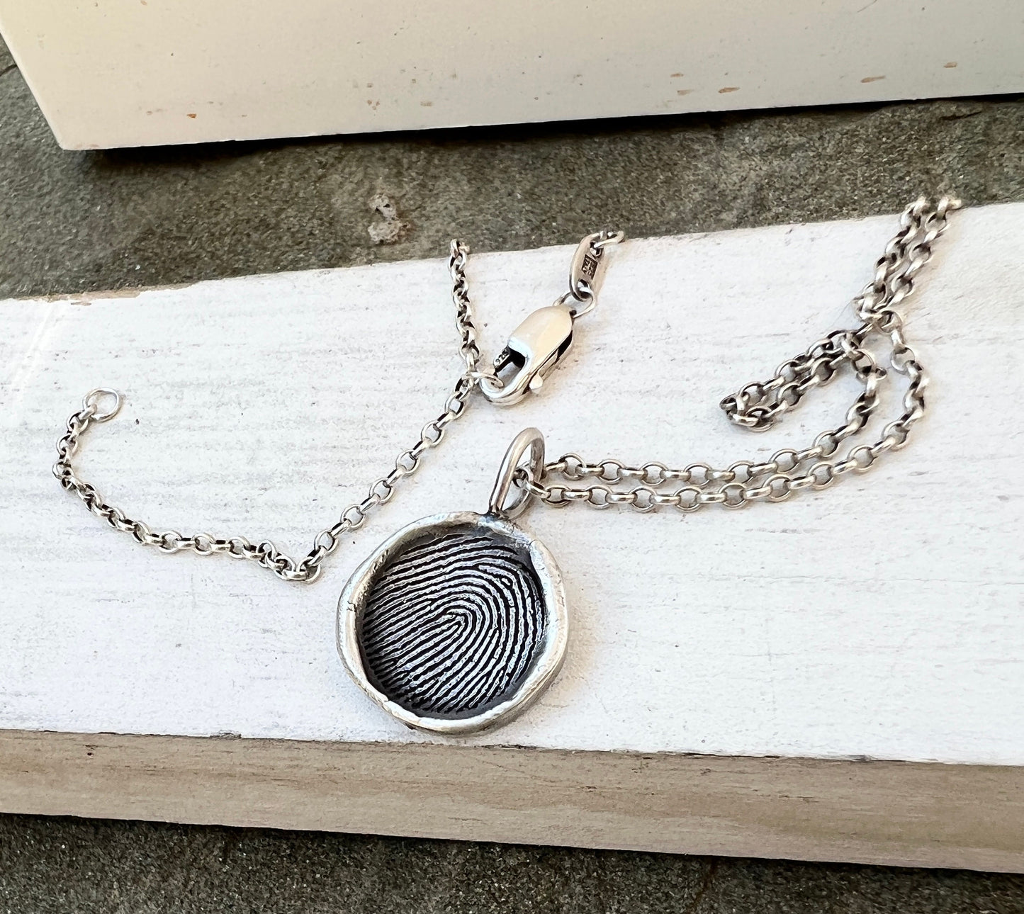 Fingerprint Charm, Engraved in Solid Silver